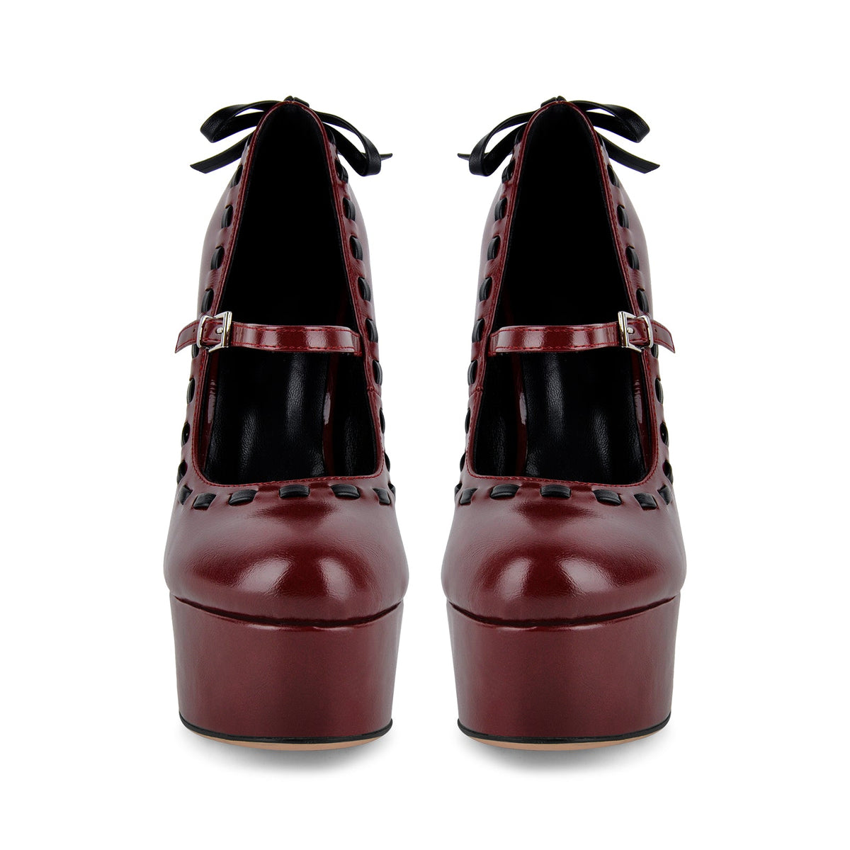 Platform Back Bow Mary Jane Stiletto Pumps - Onlymaker