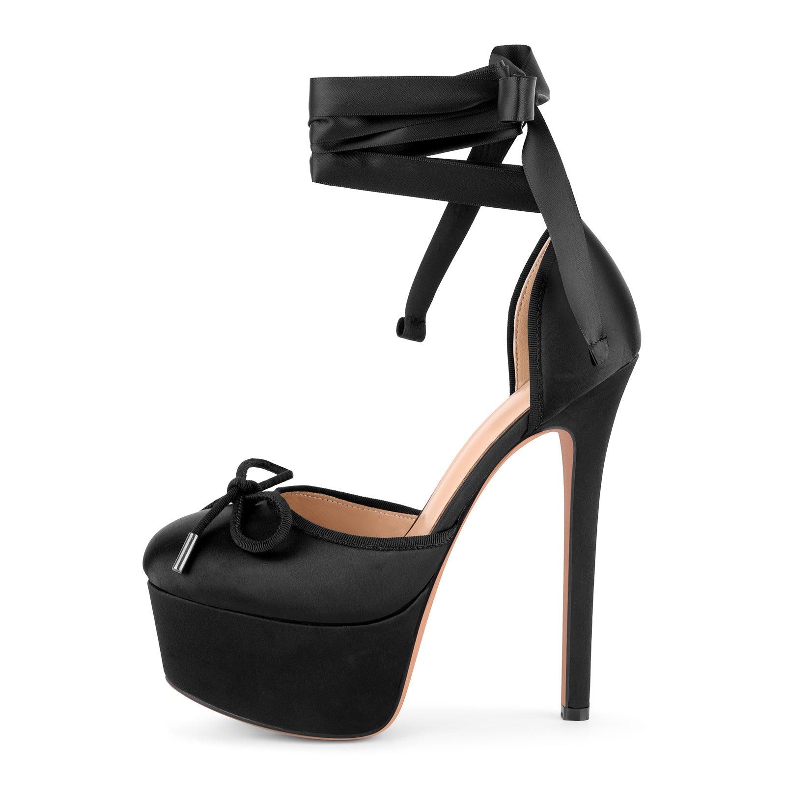 Bow Platform Ankle Lace-up Pumps - Onlymaker