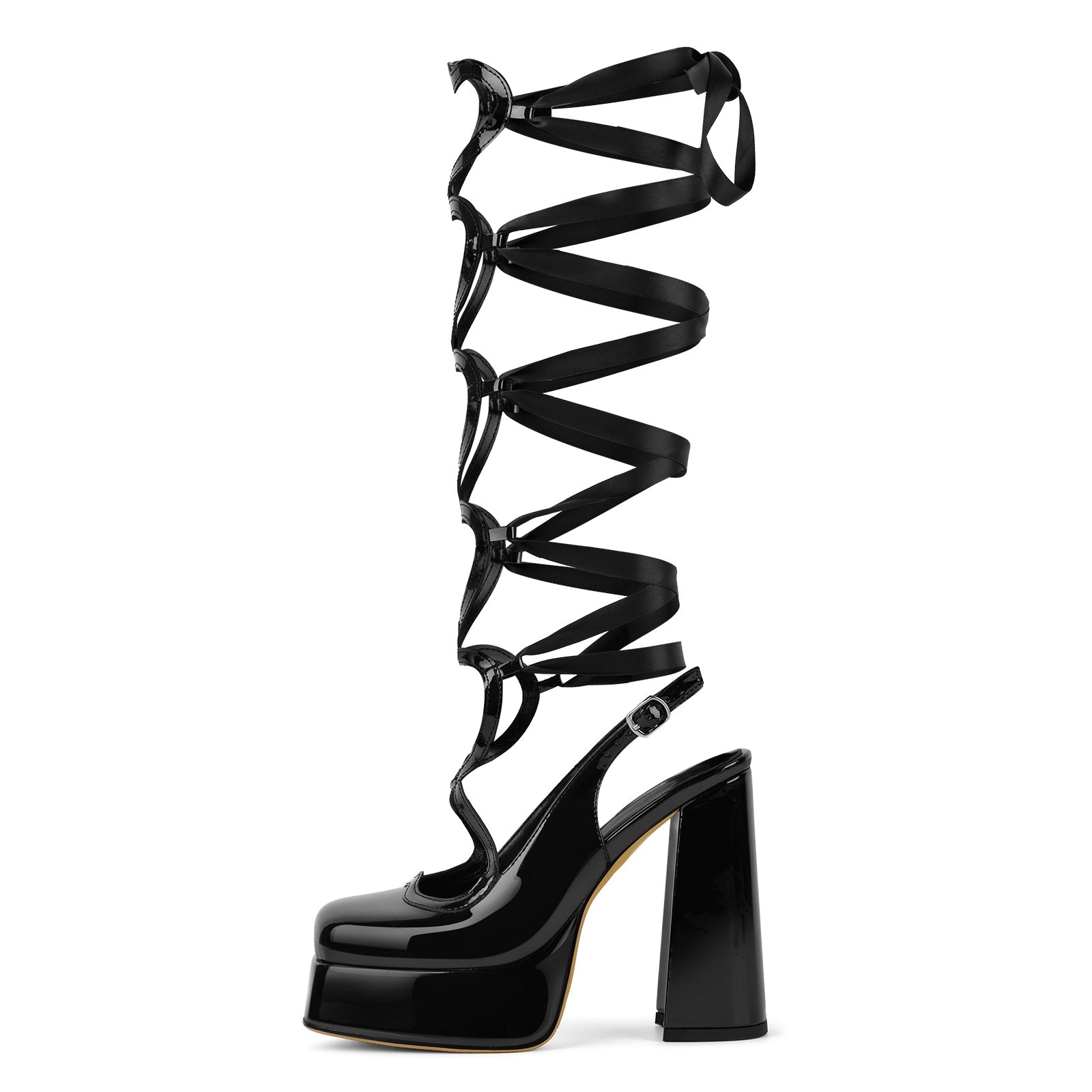 Heart Lace-up Slingback Pumps - Onlymaker