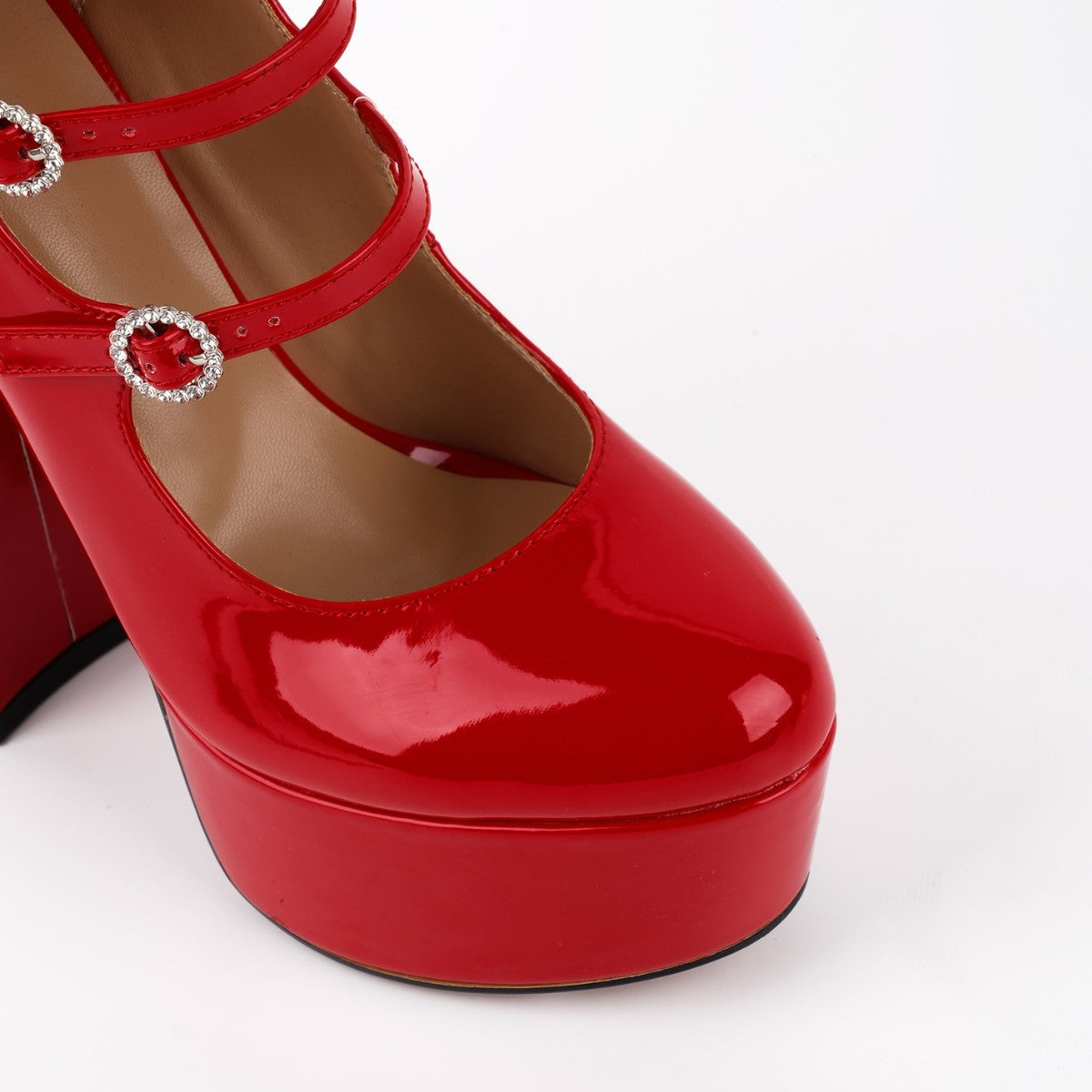 Platform Rhinestone Multi Buckle Strap Pumps - Onlymaker