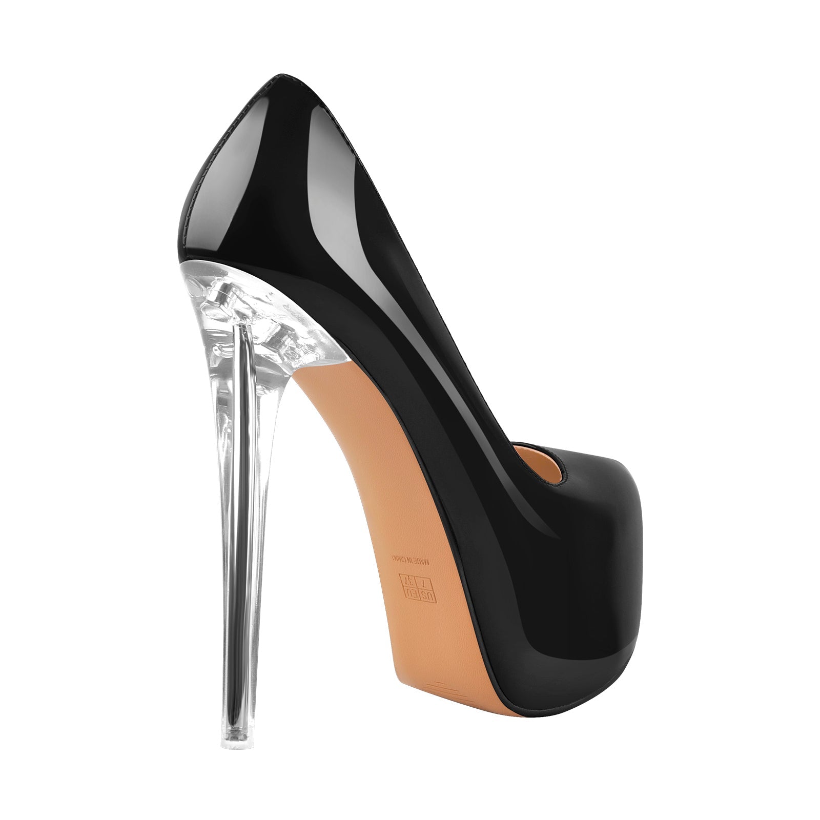 Pointed Toe Platform Clear Heel Stiletto Pumps - Onlymaker