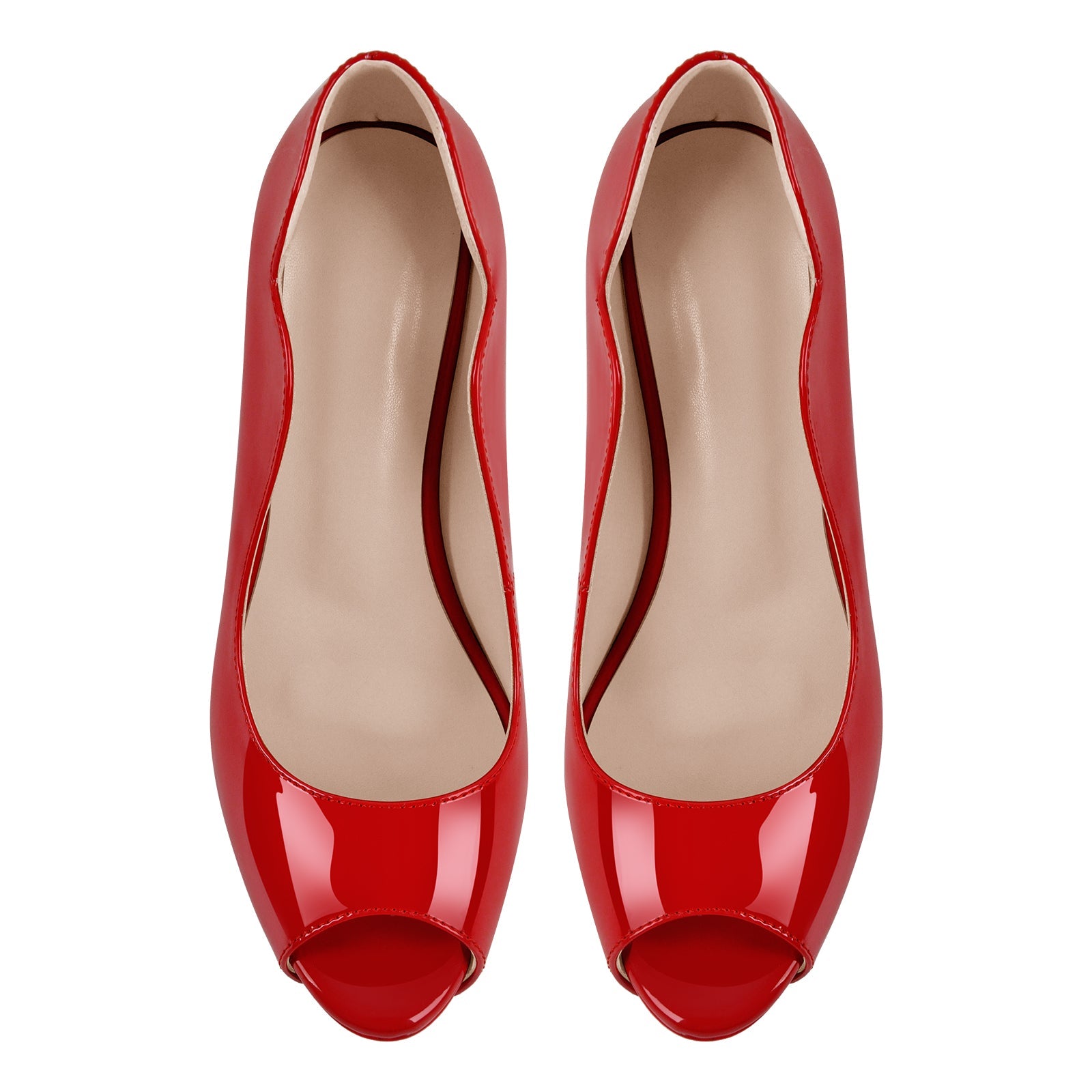 Peep Toe Platform Patent Leather High Heels - Onlymaker