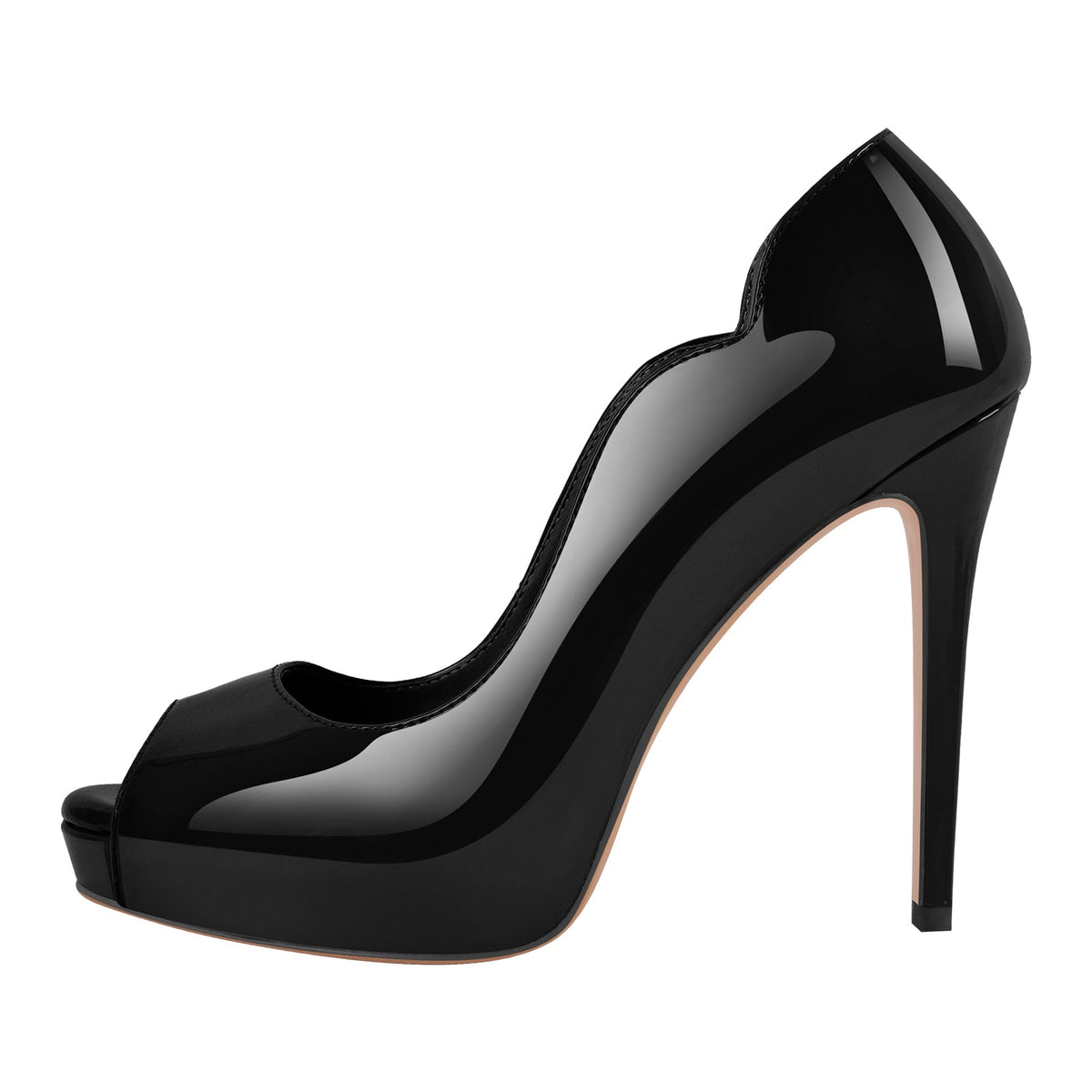 Peep Toe Platform Patent Leather High Heels - Onlymaker