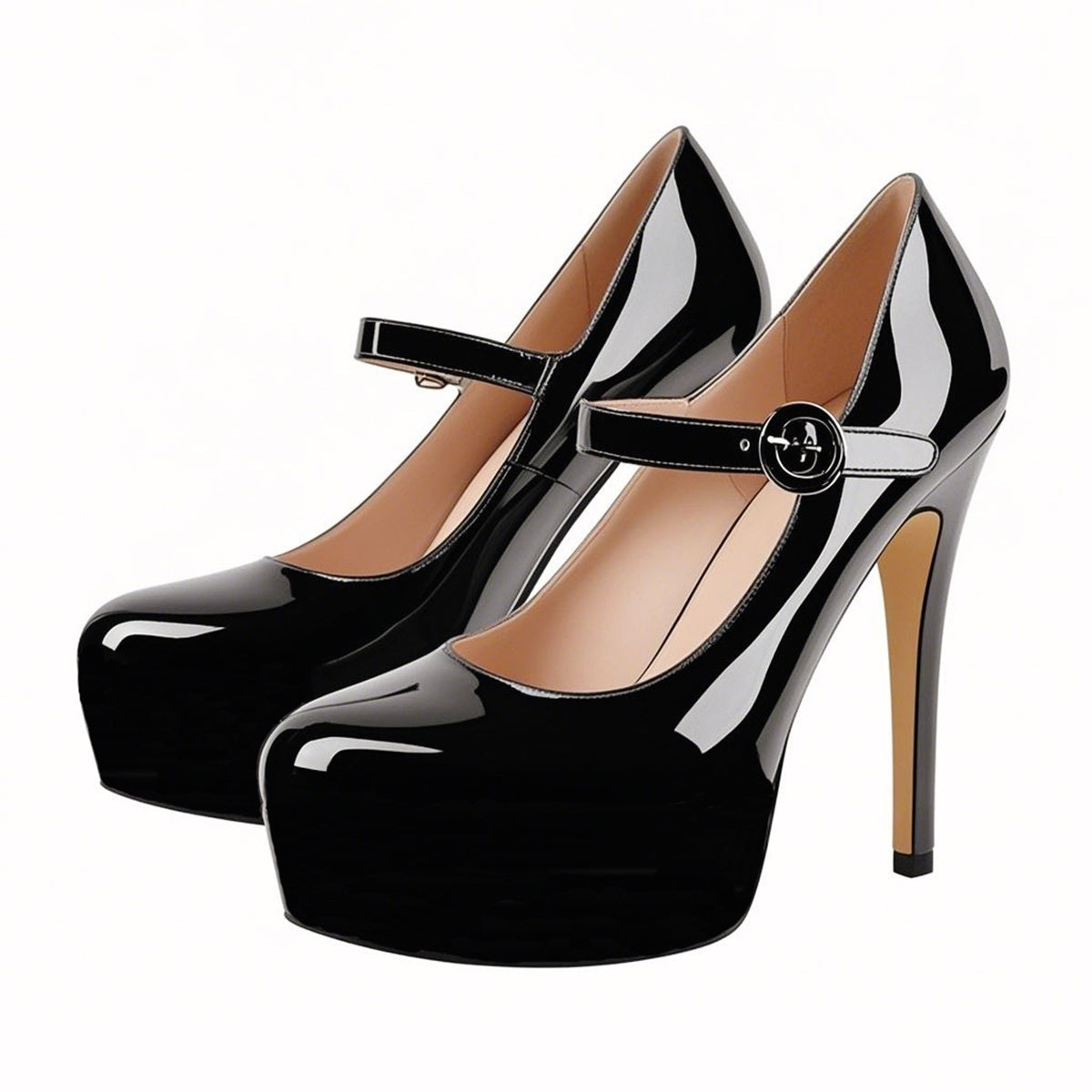 Platform Patent Leather Mary Jane High Heels - Onlymaker