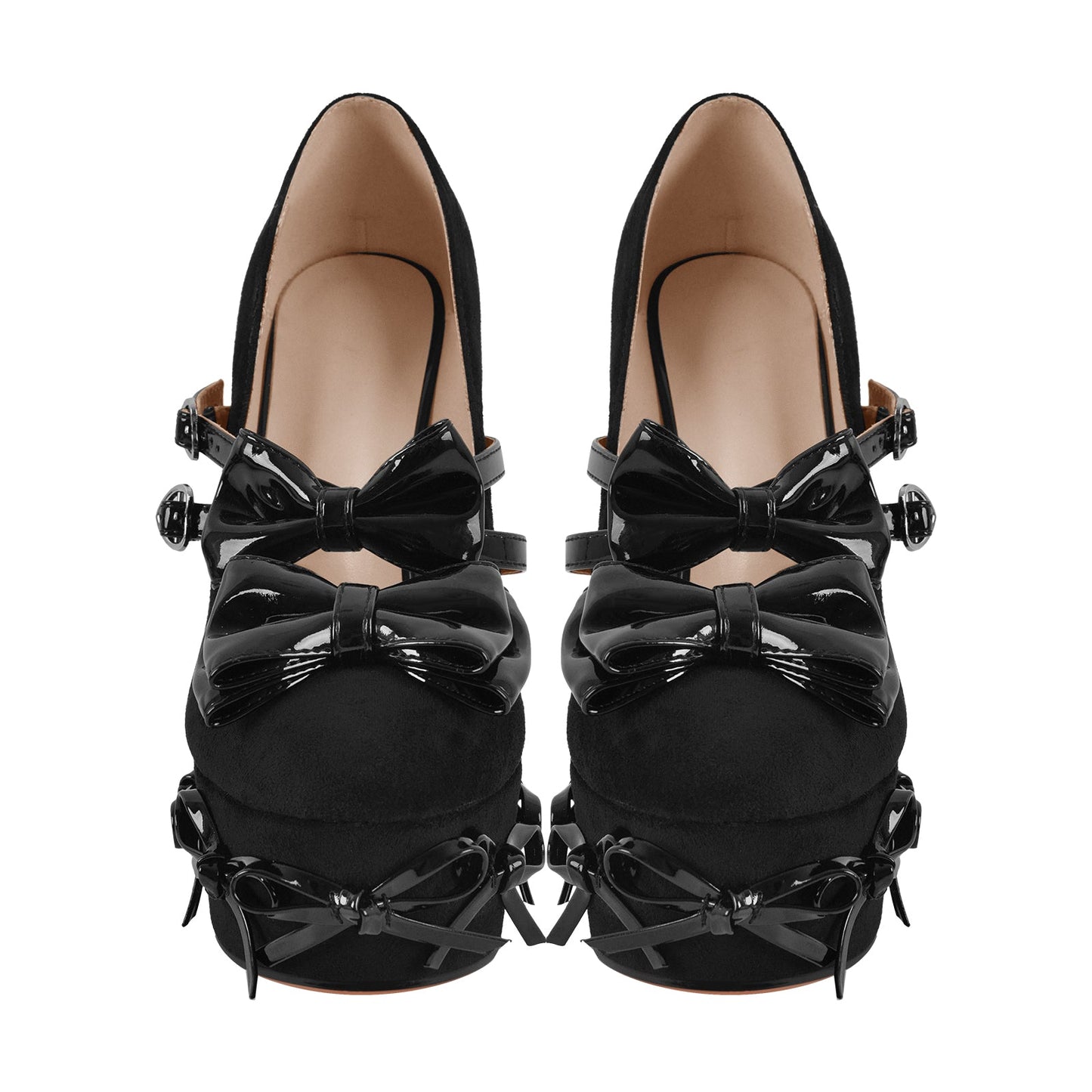 Bow Platform Suede Mary Jane High Heels - Onlymaker