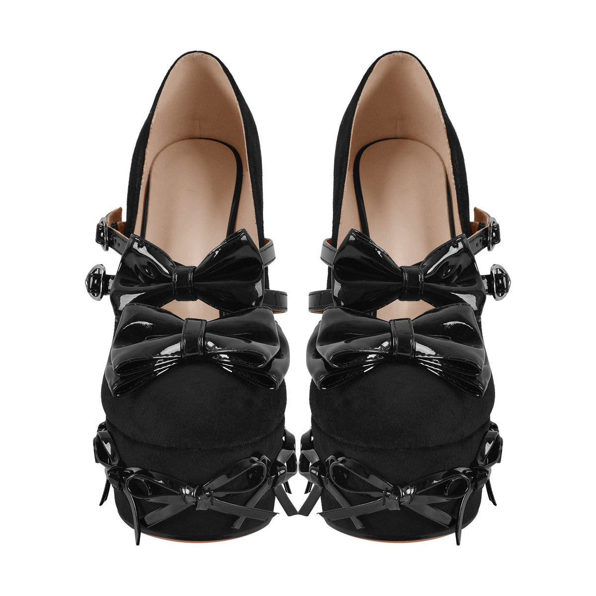 Bow Platform Suede Mary Jane High Heels - Onlymaker