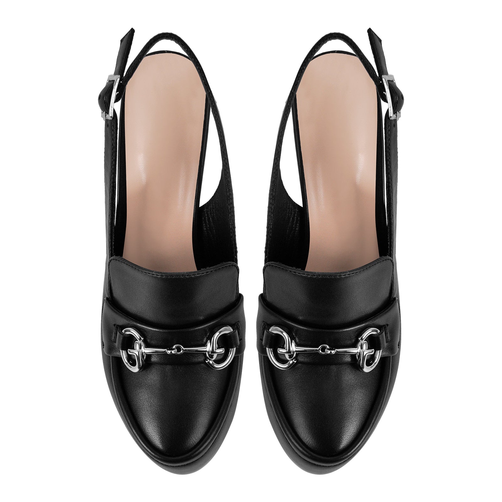 Round Toe Platform Slingback Chunky Heels - Onlymaker