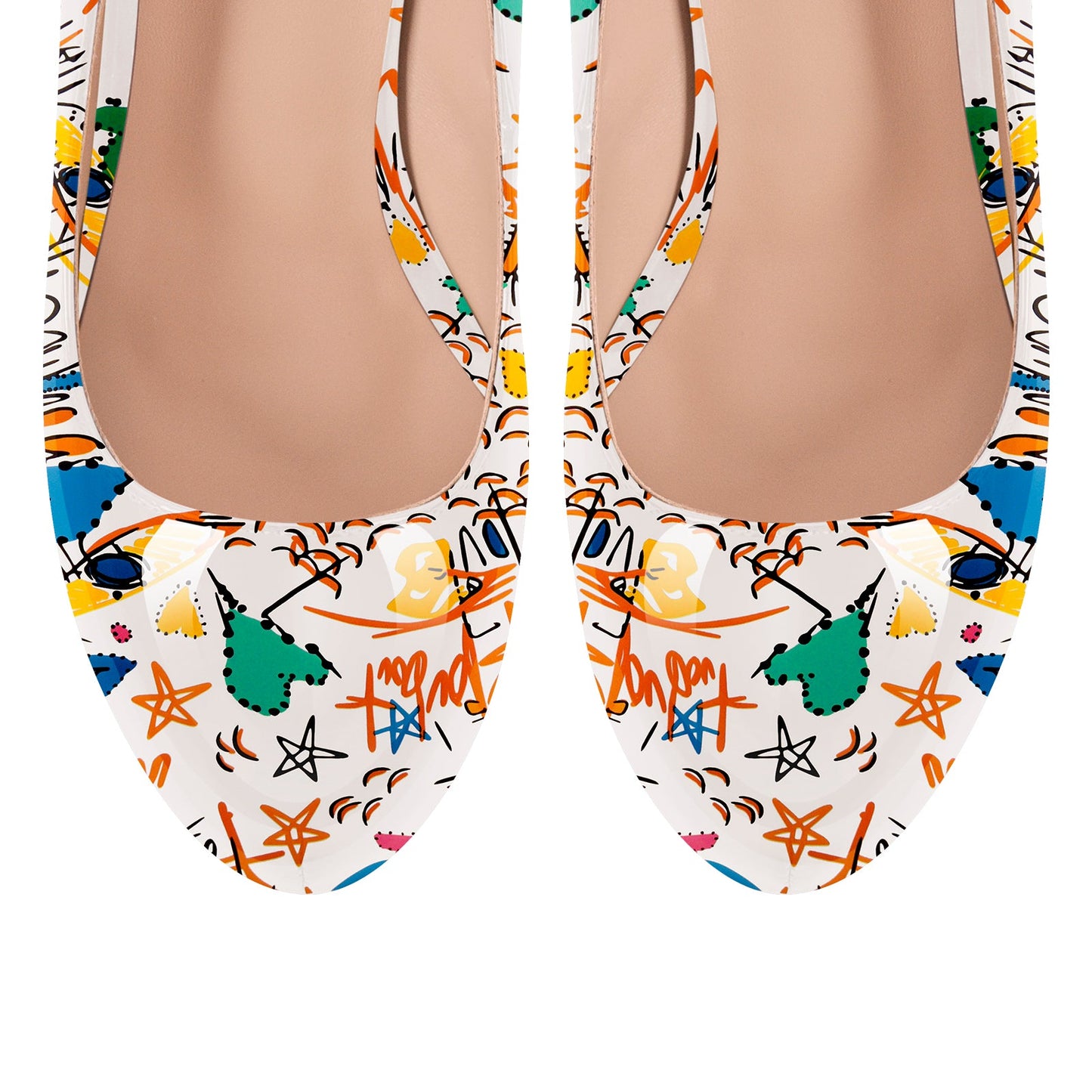 Graffiti Colorful Round Toe Platform Stiletto Pumps - Onlymaker