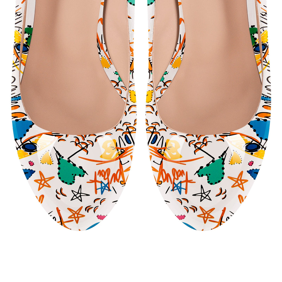 Graffiti Colorful Round Toe Platform Stiletto Pumps - Onlymaker