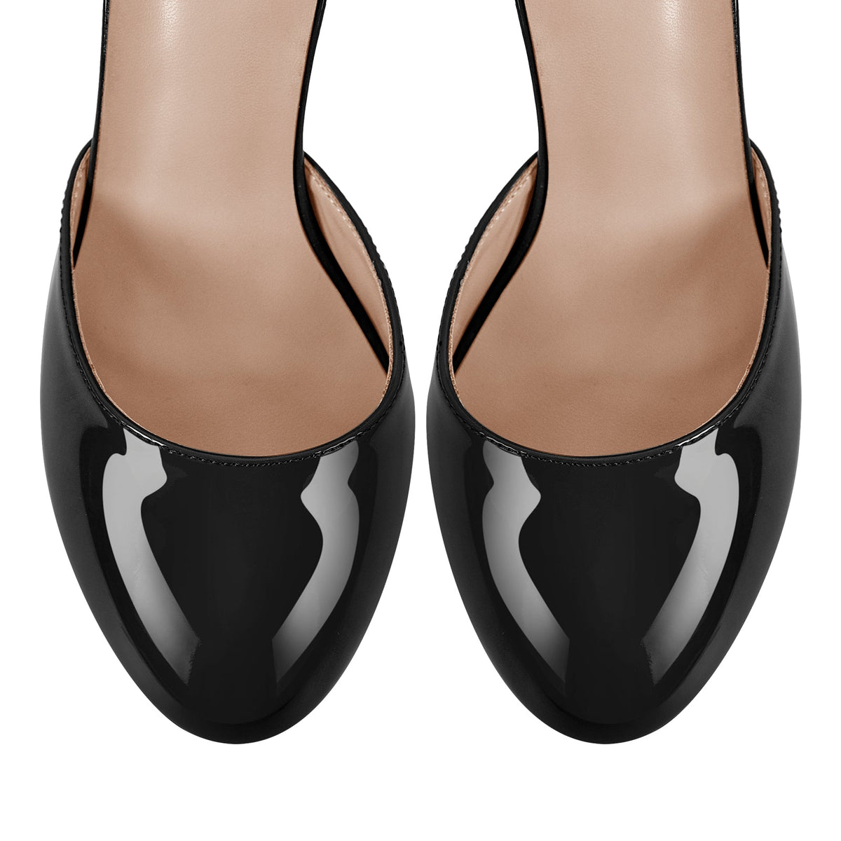 Round Toe Platform Ankle Strap Stiletto Pumps - Onlymaker