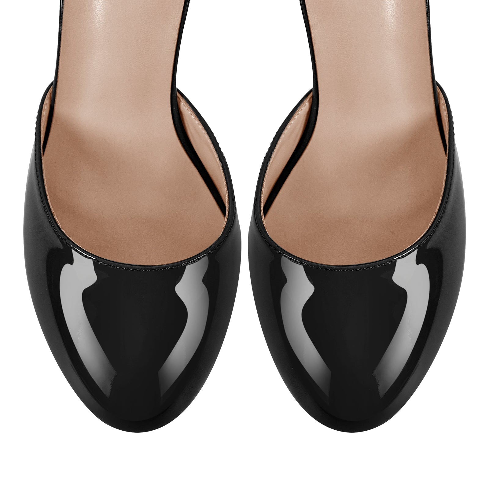Round Toe Platform Ankle Strap Stiletto Pumps - Onlymaker