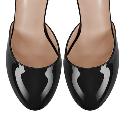 Round Toe Platform Ankle Strap Stiletto Pumps - Onlymaker