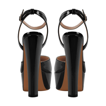 Platform Chunky Heel Ankle Strap Slingback Pumps - Onlymaker