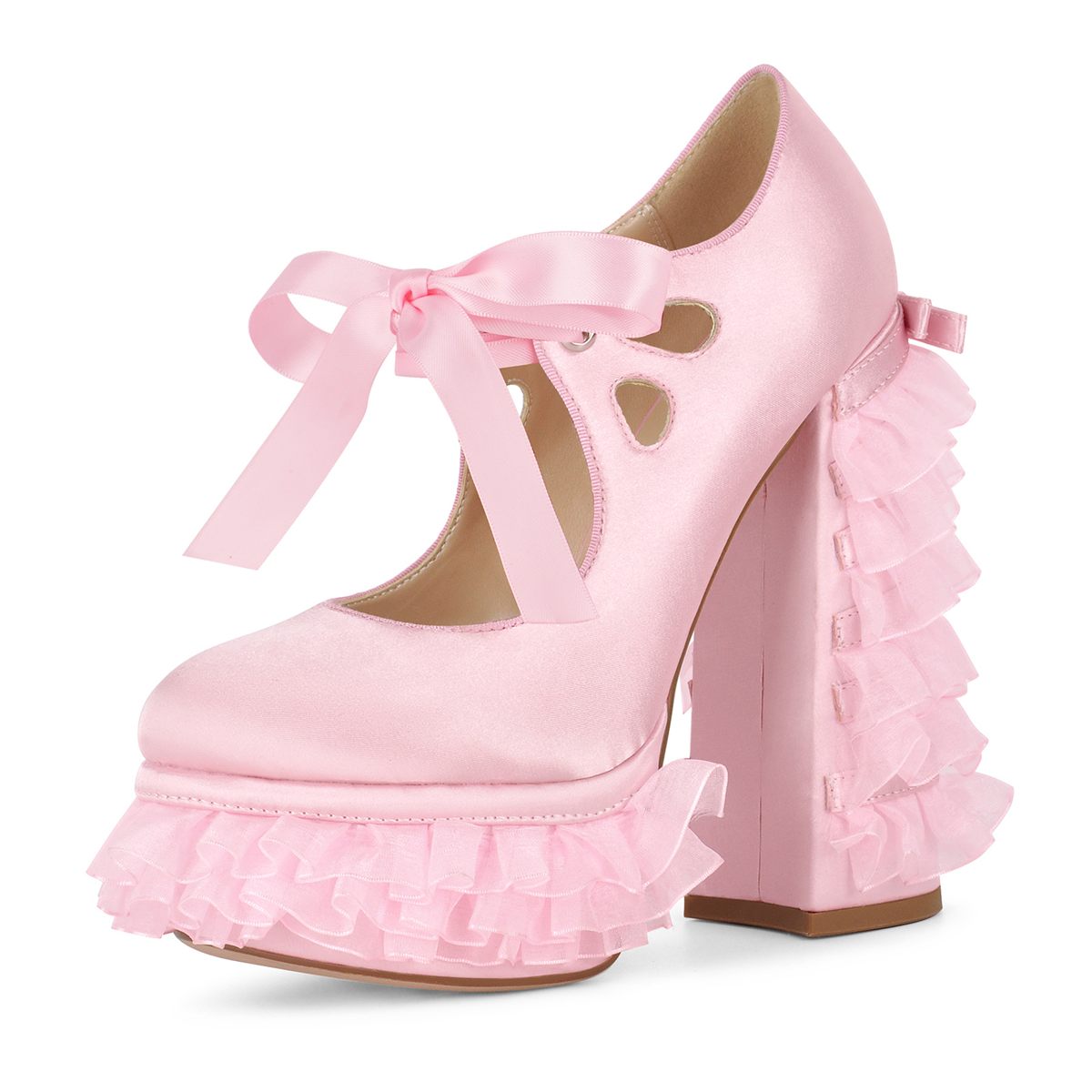 Lace Mesh Platform Mary Jane High Heels - Onlymaker