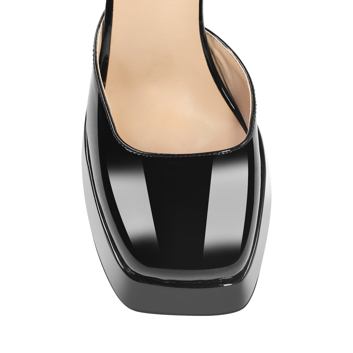 Square Toe Ankle Straps Platform Chunky Heel Pumps - Onlymaker