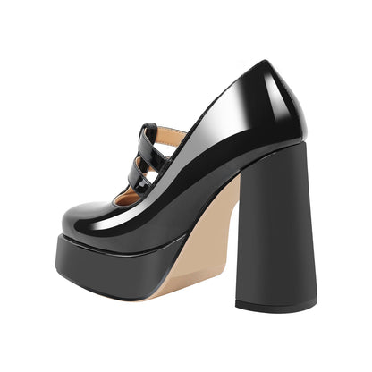 Chunky Heel Straps Mary Jane Pumps - Onlymaker