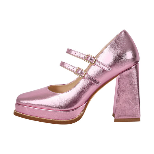 Mary Jane Platform Chunky Heels Pumps - Onlymaker