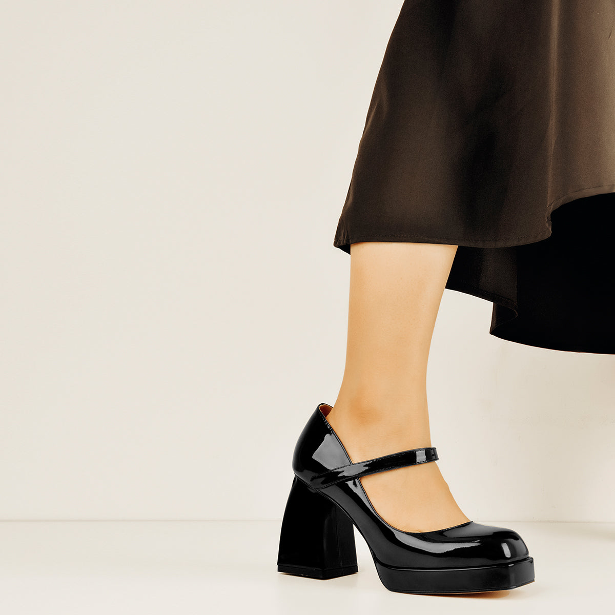 Mary Jane Square Platform Chunky Heels Pumps - Onlymaker