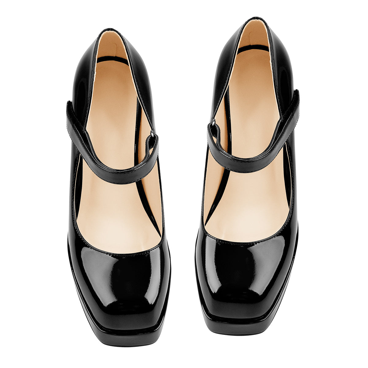 Mary Jane Square Platform Chunky Heels Pumps - Onlymaker