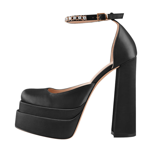 Silk-like Platform Chunky High Heels Pumps - Onlymaker