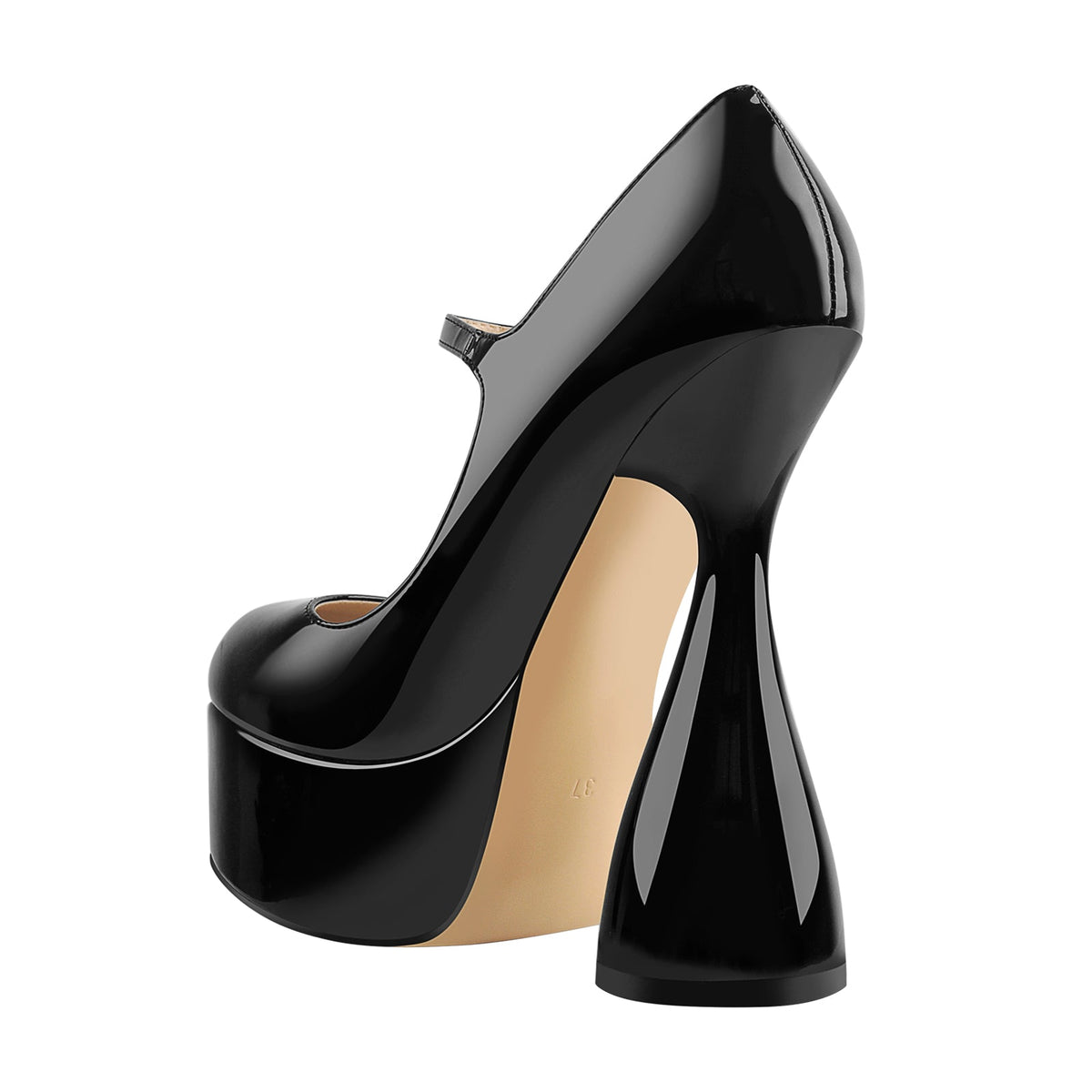 Round Toe Black Platform Disco Pumps - Onlymaker