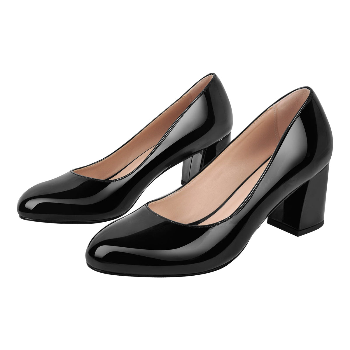 Round Toe Classic Chunky Heel Pumps - Onlymaker