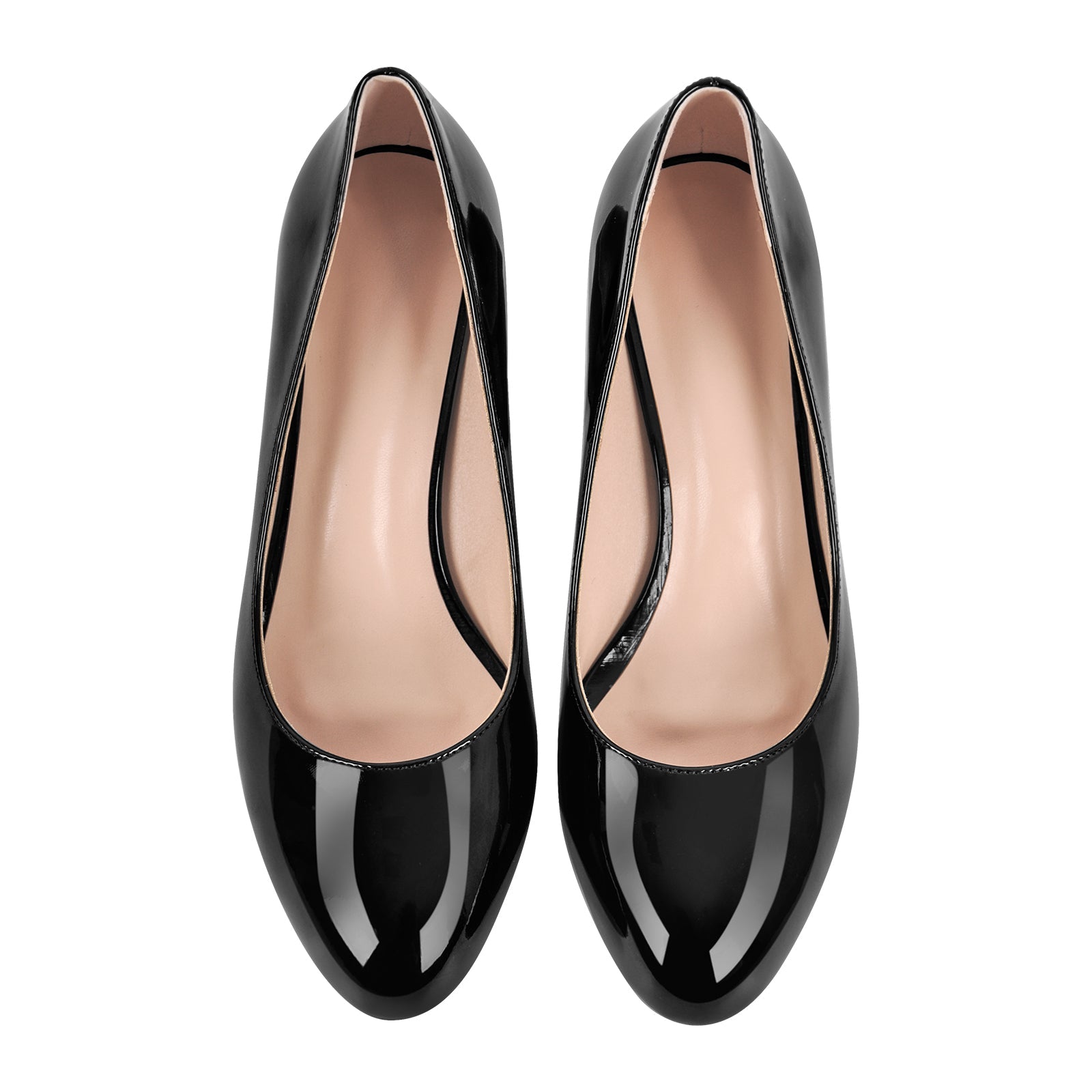 Round Toe Classic Chunky Heel Pumps - Onlymaker