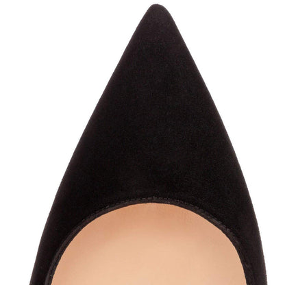 Black Pointed toe Chunky Heels Basic Pumps - Onlymaker