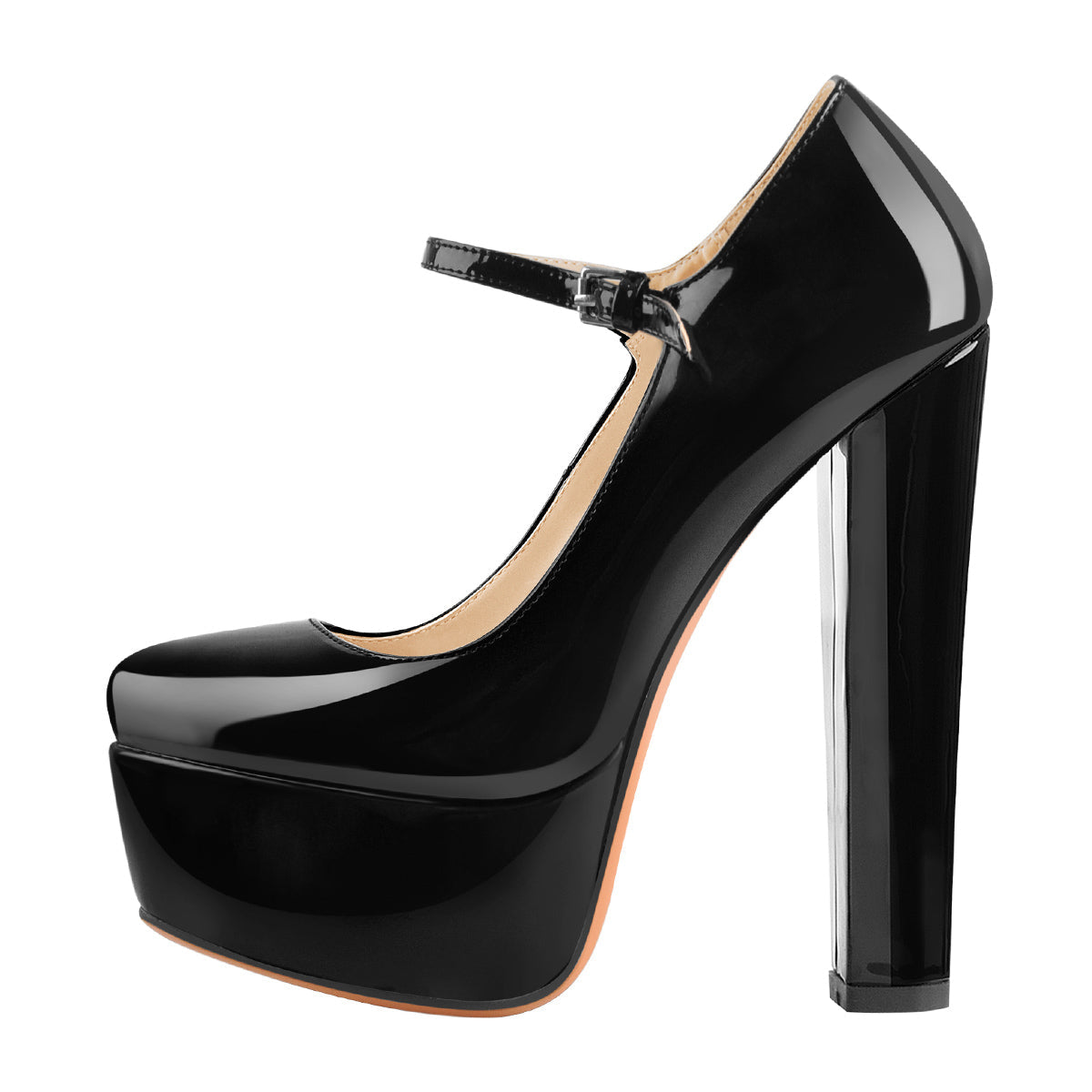 Mary Jane Round Toe Ankle Strap Platform Pumps - Onlymaker