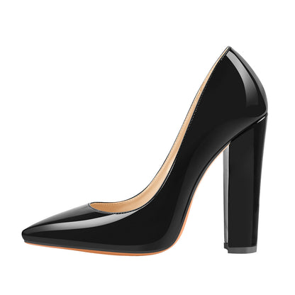 Elegant Classic Pointed Toe Chunky Heels Pumps - Onlymaker
