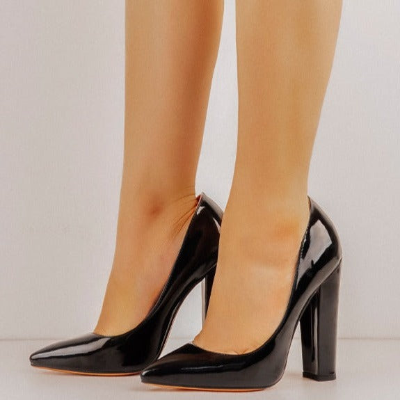 Elegant Classic Pointed Toe Chunky Heels Pumps - Onlymaker