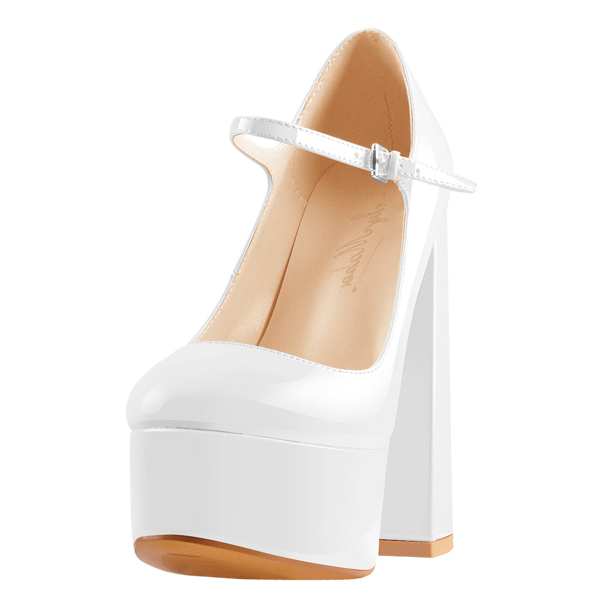 Platform Round Toe Chunky Square High Heels Pumps - Onlymaker