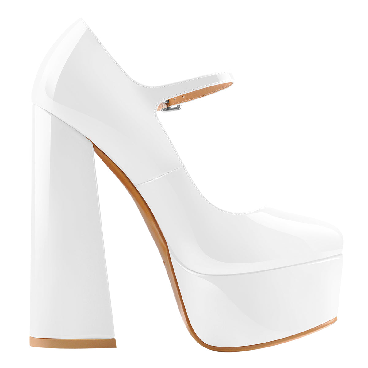 Platform Round Toe Chunky Square High Heels Pumps - Onlymaker