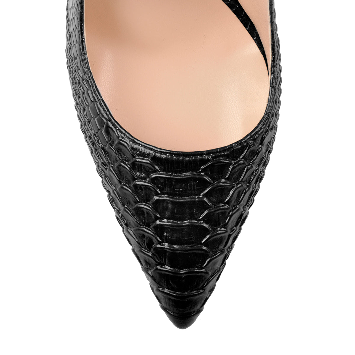 Slingback Pointed Toe Fish Scale Chunky Heel Pumps - Onlymaker