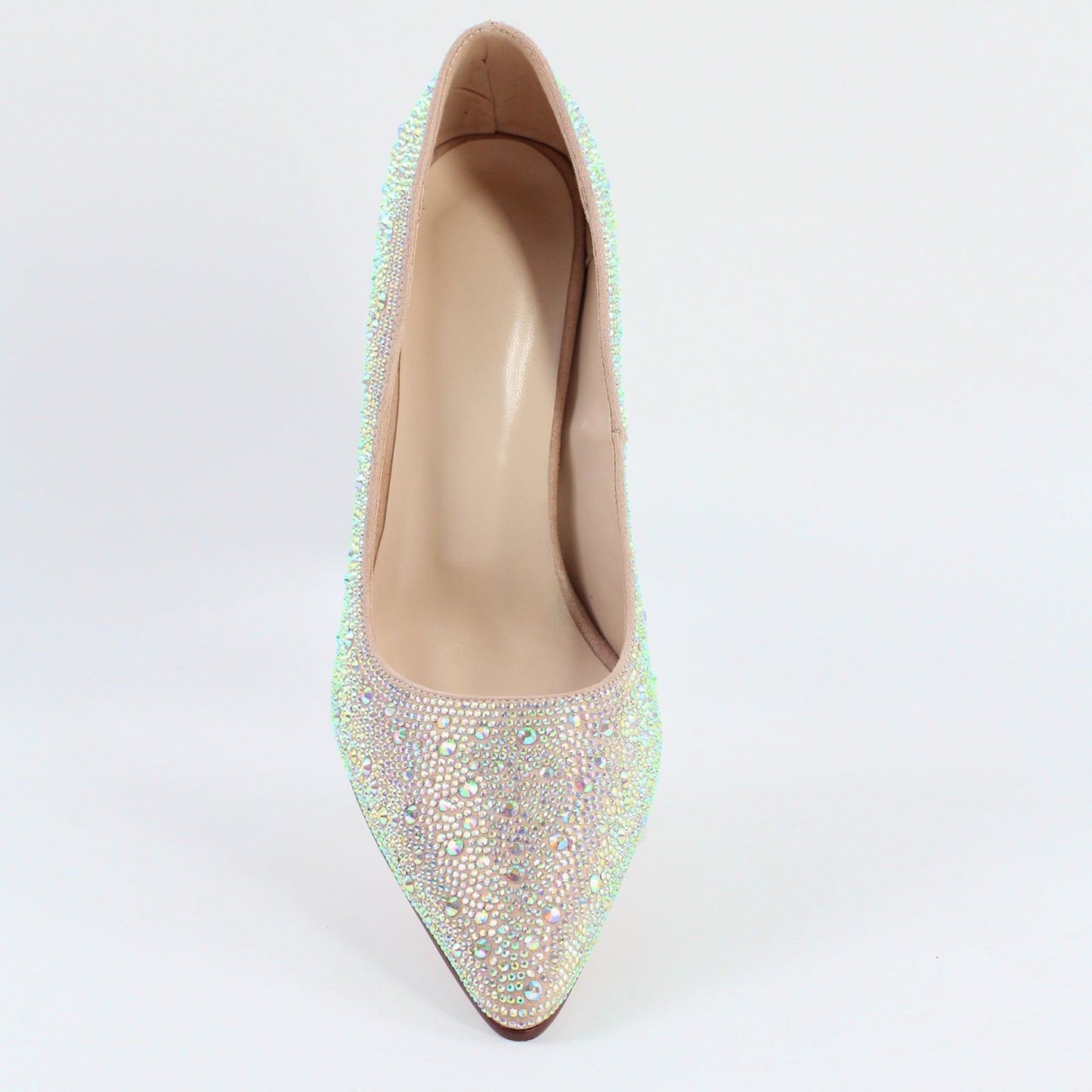 Rhinestone Pointed Toe Chunky Heel Pumps - Onlymaker
