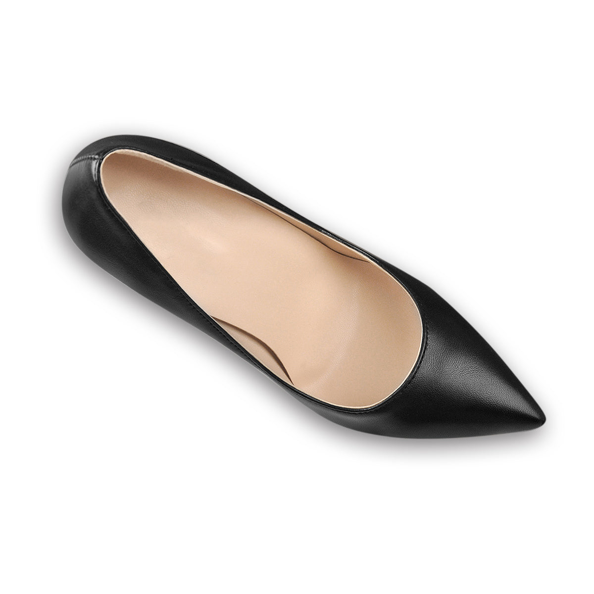 Matte Black Elegant Classic Pointed Toe Pumps Chunky Heels - Onlymaker
