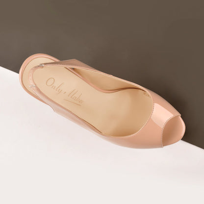 Pink Peep Toe Stiletto Pumps Slingbacks Platform High Heels - Onlymaker