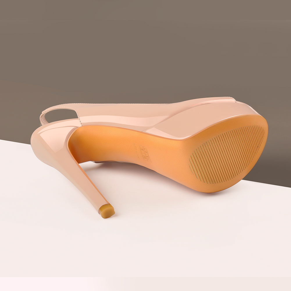 Pink Peep Toe Stiletto Pumps Slingbacks Platform High Heels - Onlymaker
