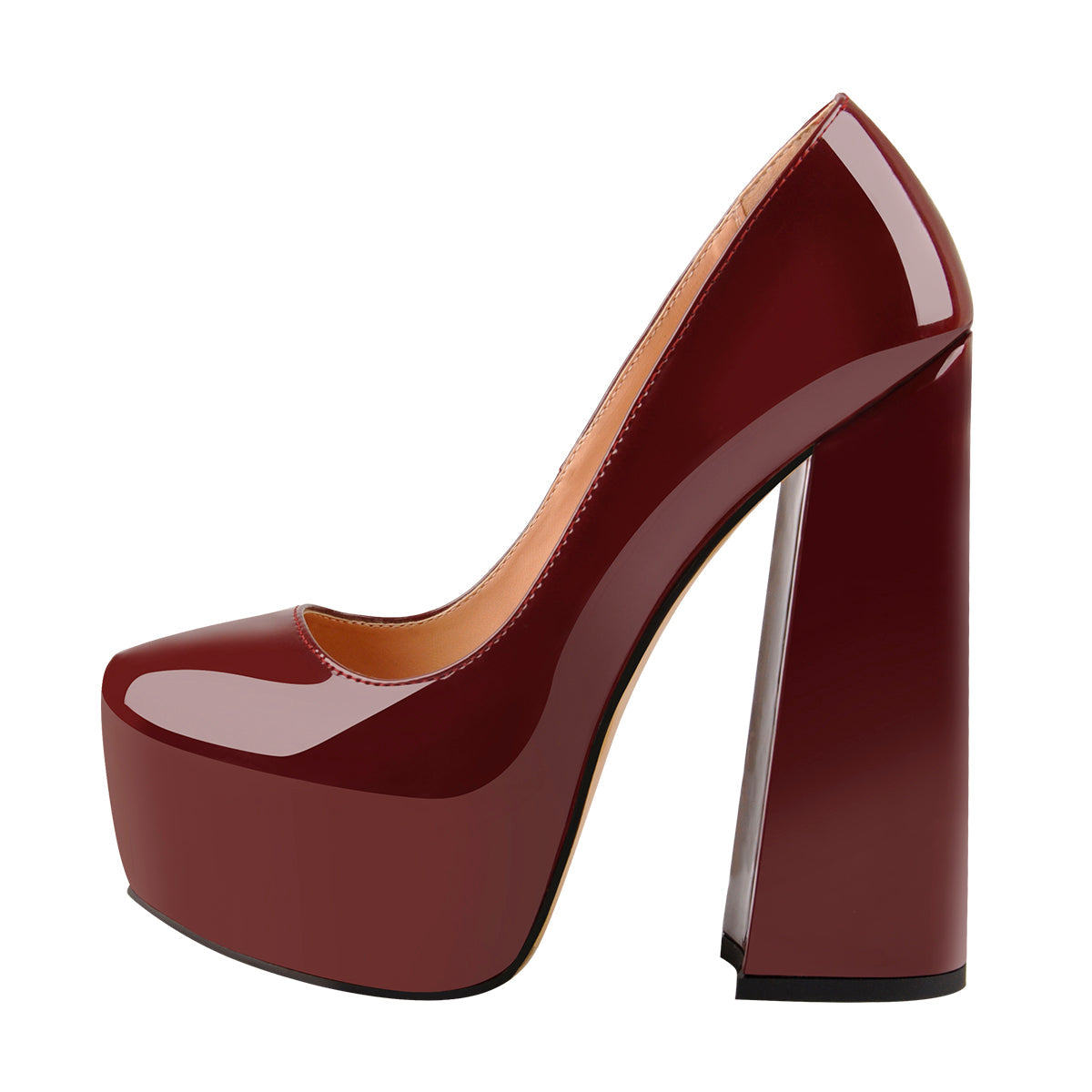 Platform Pointed Toe Chunky Square High Heels Pumps - Onlymaker