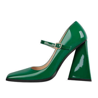 Mary Jane Square Toes Chunky Heels Pumps - Onlymaker
