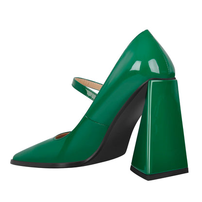 Mary Jane Square Toes Chunky Heels Pumps - Onlymaker