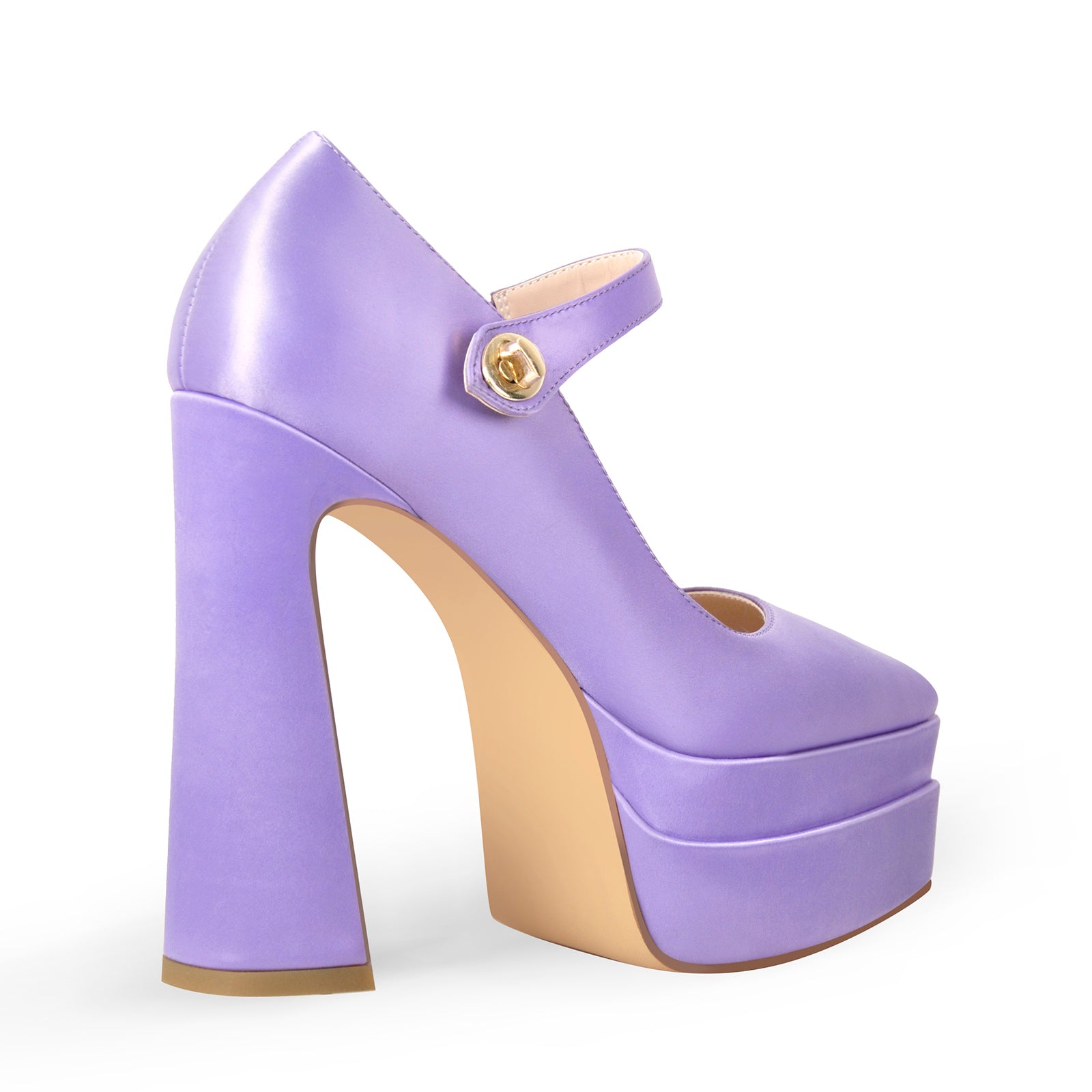 Pointed Toe Platform Satin Mary Jane Pumps - Onlymaker