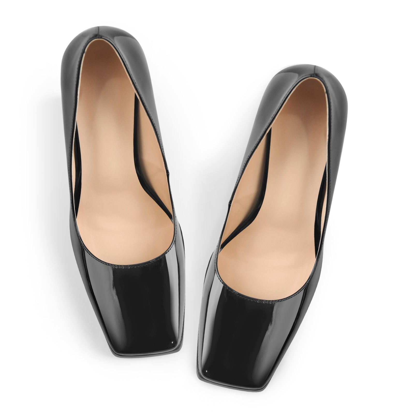 Square Toe Triangle Block High Heels Pumps - Onlymaker