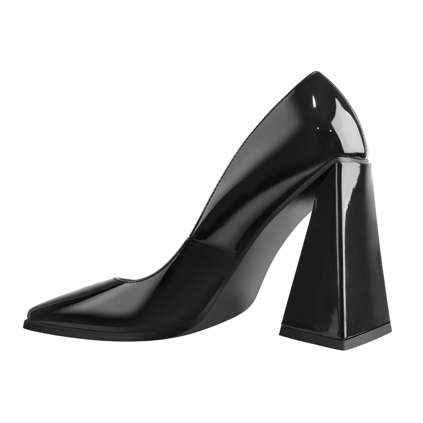 Square Toe Triangle Block High Heels Pumps - Onlymaker
