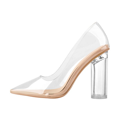Pointed Toe Clear High Heels Pumps - Onlymaker