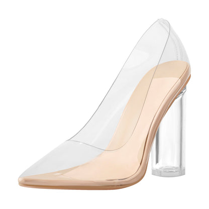 Pointed Toe Clear High Heels Pumps - Onlymaker