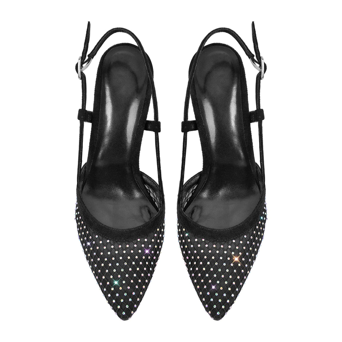 Pointed Toe Rhinestone Slingback Clear Heel Pumps - Onlymaker