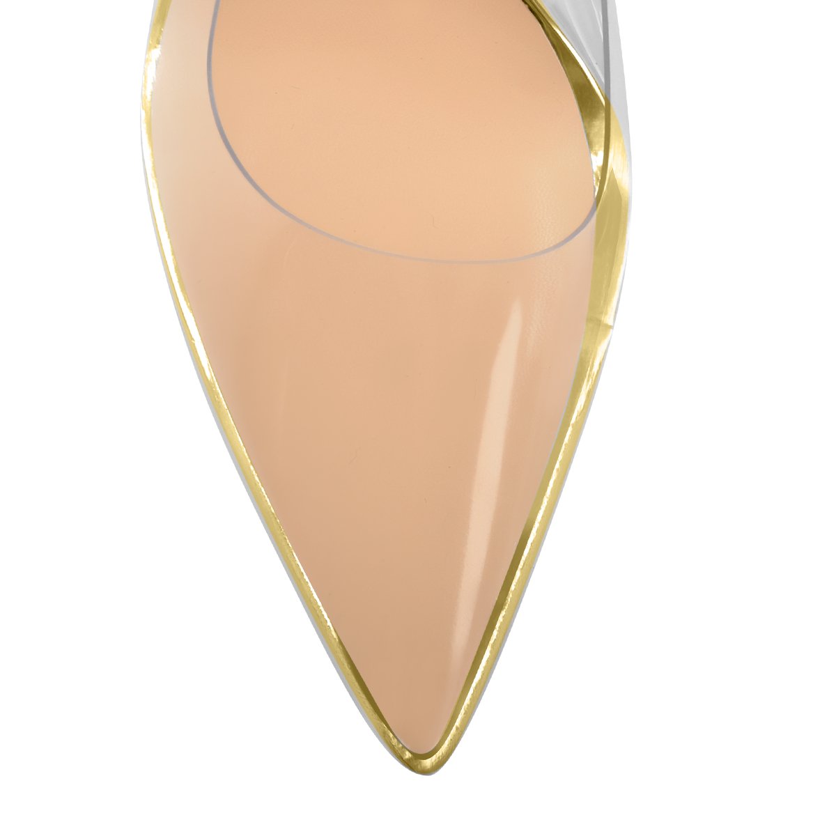Transparent Pointed Toe Slip on Gold High Heel Stiletto Pumps - Onlymaker