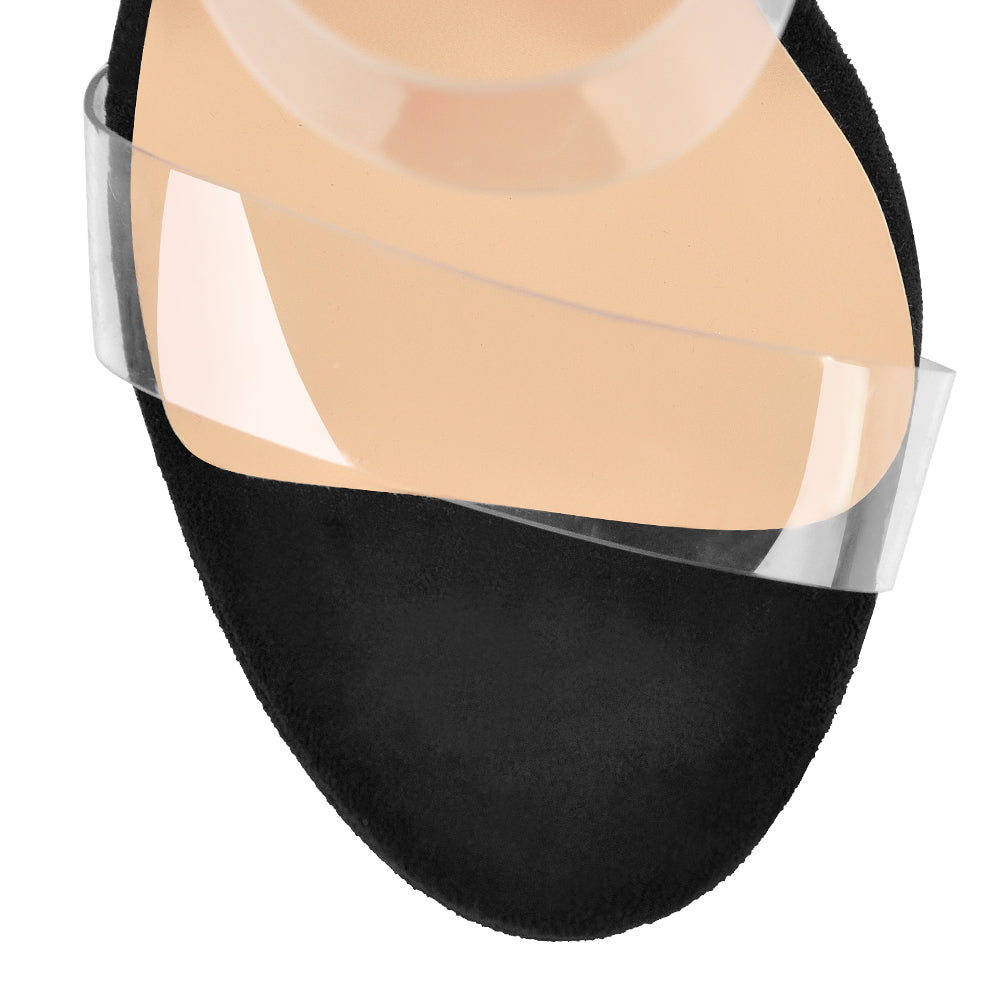 Suede Platform Transparent Strap Wedge Sandals - Onlymaker