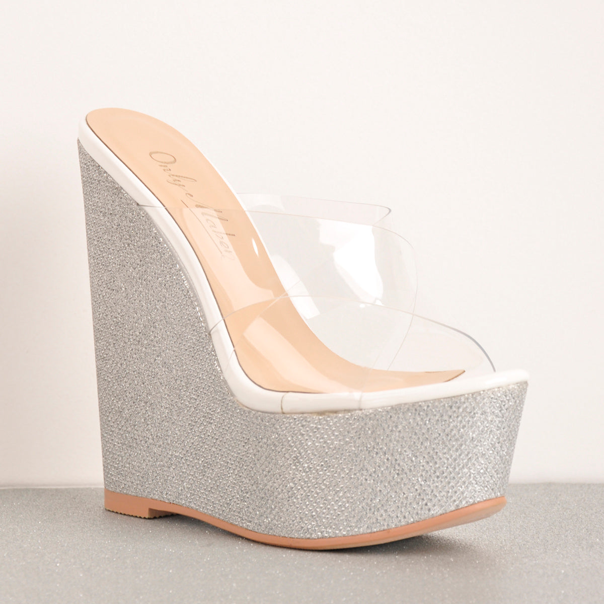 Criss Cross Transparent Strap Wedge Heels Sandals - Onlymaker